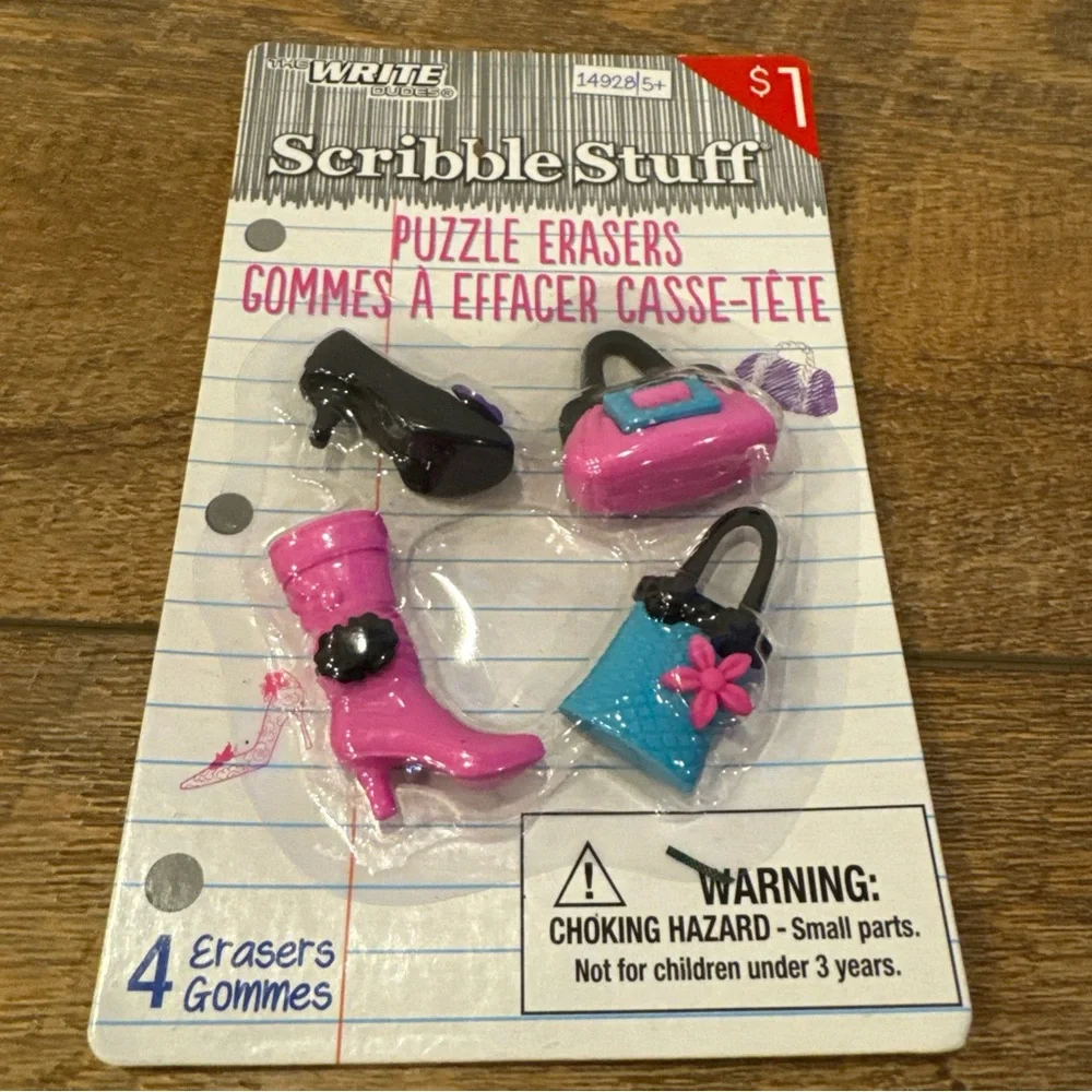 Purses & Shoes Puzzle Erasers The Write Dudes 4 Pack Fun Toys Scribble Stuff